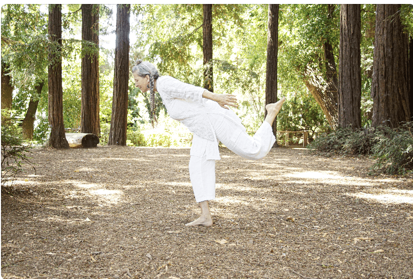 Tracy doing Body pose in woods